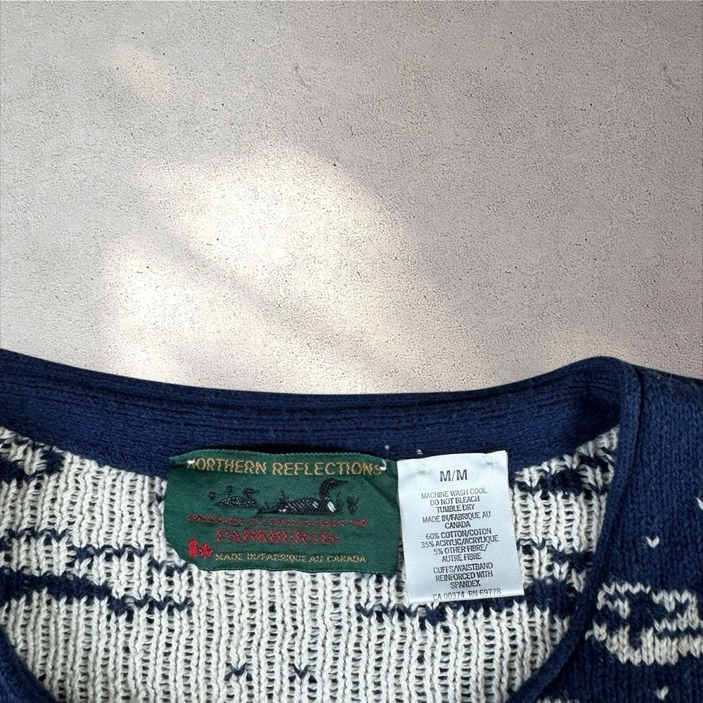 Vtg Northern Reflections Cardigan Sweater‎ Winter Cabin Ducks Cottagecore Sz M - Picture 2 of 6